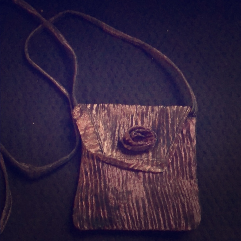 3/$20 Antique Metallic Rose Crossbody Evening Bag